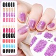 thumbnail image 2 of Pegatinas de parche de uñas de Gel semicurado con purpurina para lámpara UV, tiras de esmalte de Gel curado, envolturas de uñas de cubierta completa, calcomanías de manicura, 16 puntas, 2 of 7