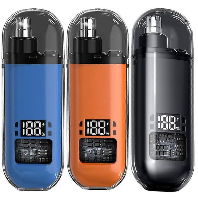 Recortadora de vello nasal recargable por USB, resistente al agua, 2 en 1, para orejas y nariz, con pantalla LED.