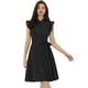 thumbnail image 1 of Vestido Camisero A Media Pierna Allegra K De Algodón Con Cinturón Y Manga Con Volantes Y Cierre De Botón Para Oficina De Trabajo Para Mujer Negro L, 1 of 5