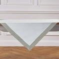thumbnail image 6 of Solino Home Linen Tablecloth 52 x 52 Inch - White/Natural Shimmer Border Decorative Tablecloth - Machine Washable Square Table Throw for Winter, New Year - Festive Edge, 6 of 6