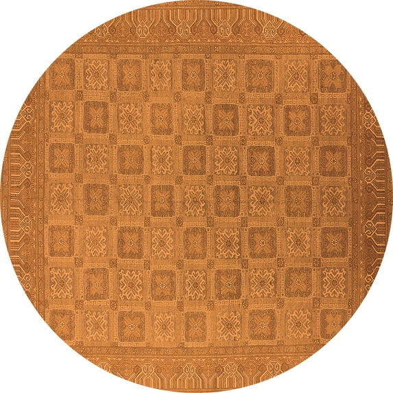 Ahgly Company Indoor Round Oriental Orange Industrial Area Rugs, 3' Round