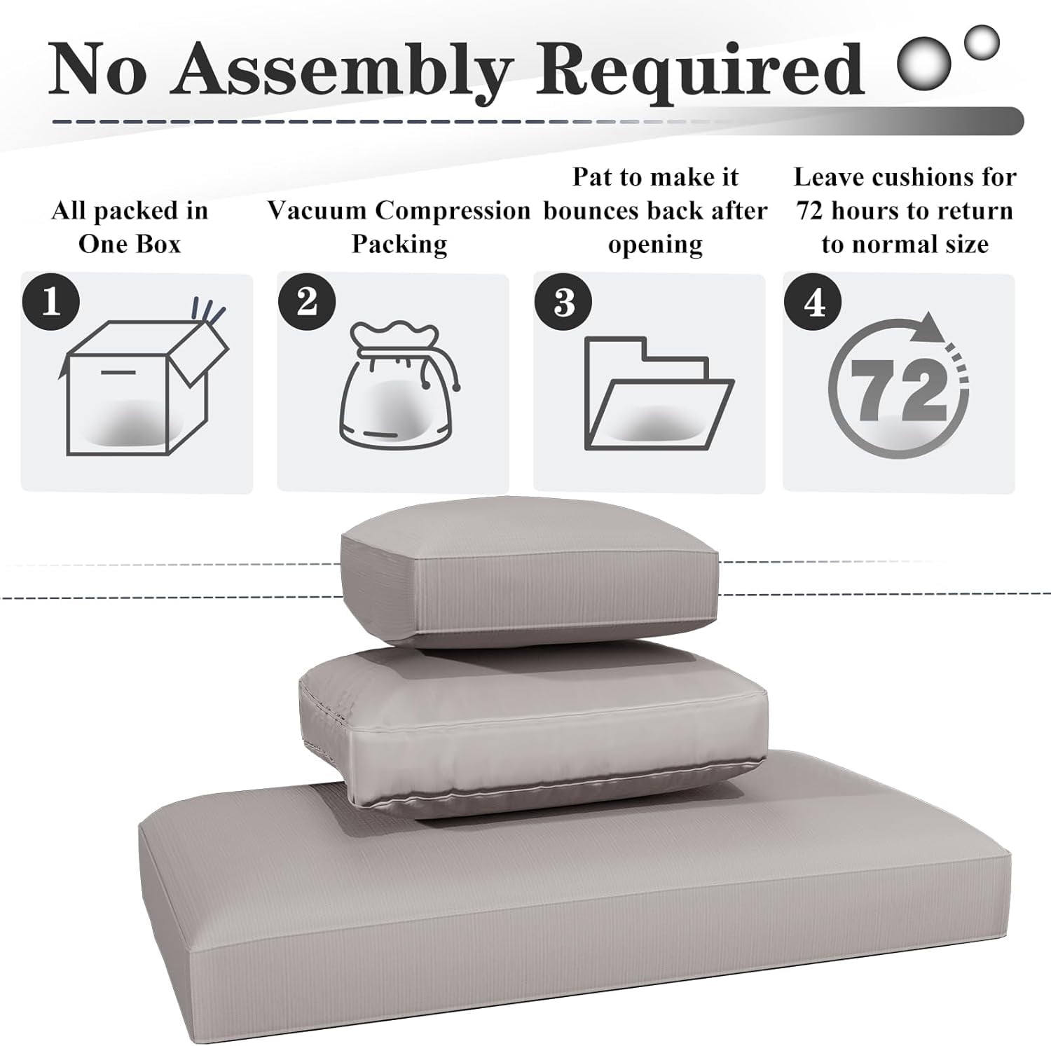 AECOJOY Outdoor Cushions, 4 inch Patio Cushions for Outdoor Furniture, Replacement Cushions Fits 7-Seats Sectional Rattan Conversation Set, Splashproof, Memory Foam Cushions and Covers in Light Grey