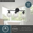 thumbnail image 6 of Lander 3 Light Matte Black Bathroom Vanity Wall Fixture with Clear Glass Globes, 6 of 13