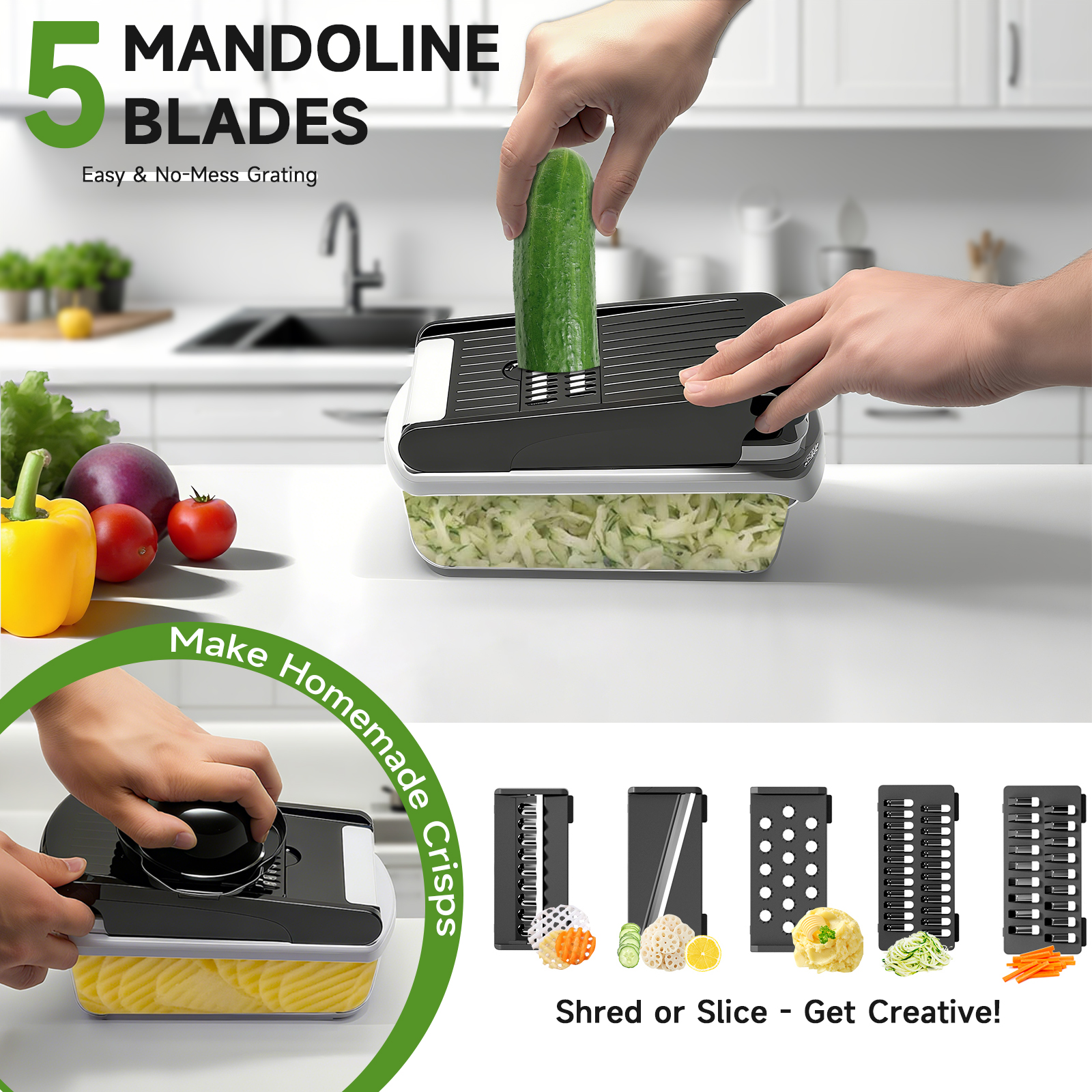 Aonhom 15-in-1 Vegetable Chopper and Slicer, White photo 2