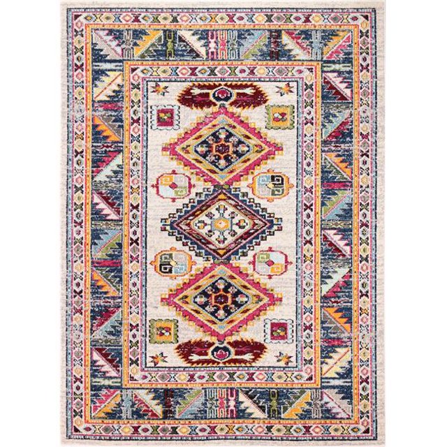 Bashian D113-IV-76X96-MH111 Dakota Collection Geometric Transitional Polypropylene Power Loom Area Rug, Ivory - 7 ft. 6 in. x 9 ft. 6 in.