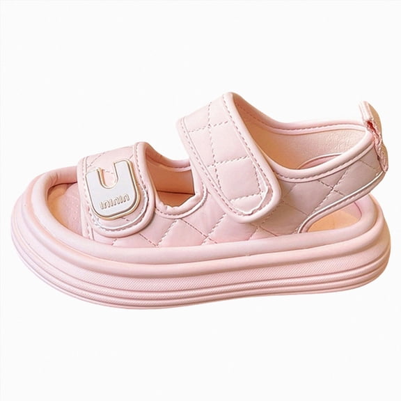 Godom Girls Sandals Lightweight Dual-Adjustable Sandal Buckles Hook Loop Heel Closure for Toddler Little Big Kid