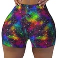 thumbnail image 2 of Balery Bright Universe Pantalones cortos de entrenamiento estampados para mujer, sin costuras, ajustados, para gimnasio, yoga, correr, deportes, ejercicio activo, fitness.-Medium, 2 of 8