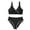 Black, variant on REDARER Girls Two Piece High Waisted Bikini Swimsuit with White Stitch Trim UPF 50 Rash Guard Swimwear,9-10 Years