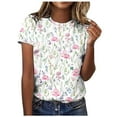 thumbnail image 2 of Women's Boho Flowers T Shirts Graphic Tees Summer Tops Wildflower Floral Shirt Short Sleeve Casual Loose Fit Shirt, 2 of 5