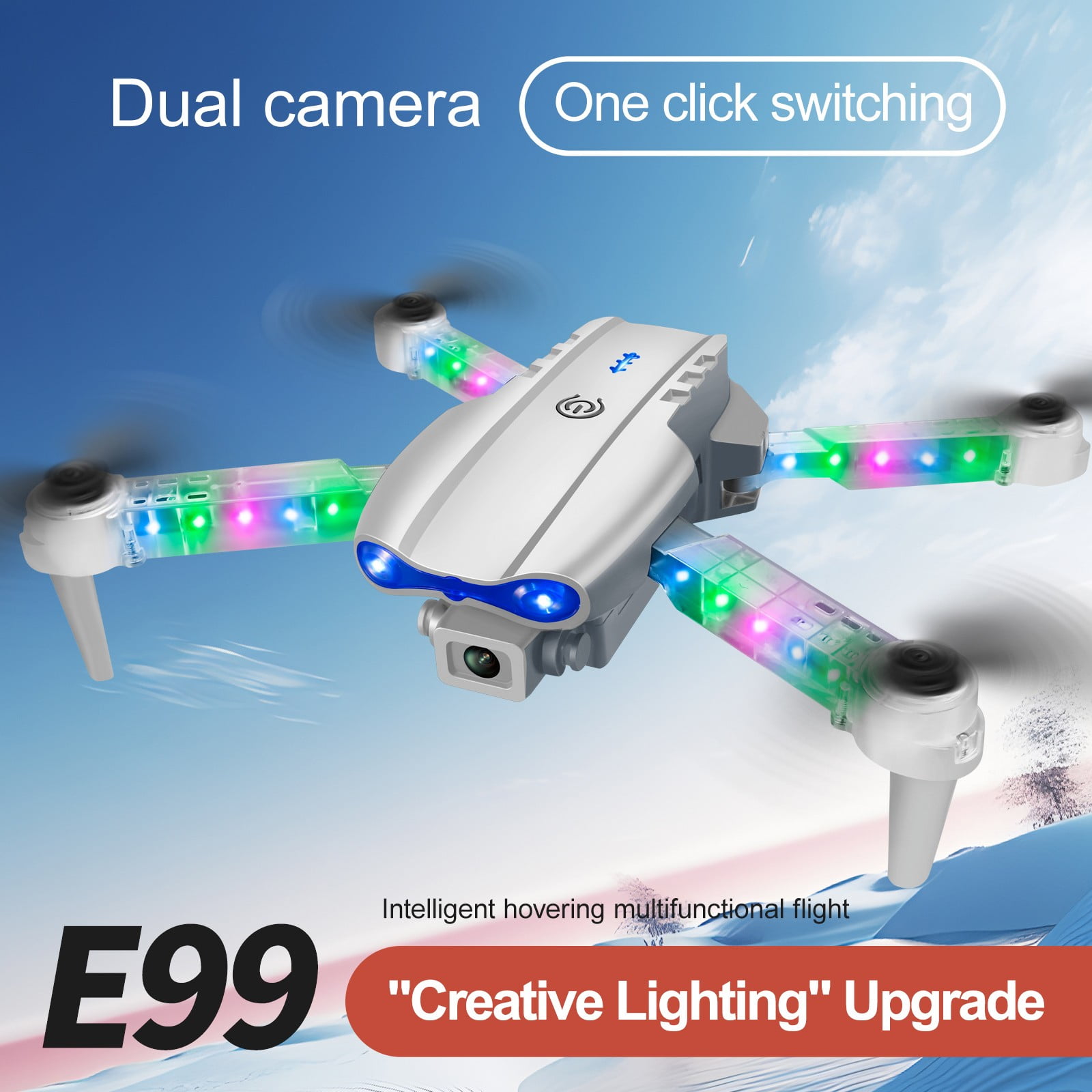 Drone with 1080P FPV Camera, Remote Control Toys with Cool LED Lights, One Click Takeoff And Landing, Gifts for Boys Girls