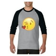 thumbnail image 1 of MmF - Mens Raglan Sleeve Baseball T-Shirts, up to Size 3XL - Emoji Winky Face, 1 of 4