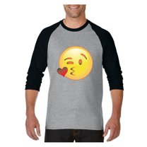 MmF - Mens Raglan Sleeve Baseball T-Shirts, up to Size 3XL - Emoji Winky Face