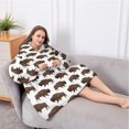 thumbnail image 5 of Oversized Wearable Blanket Hoodie,White Buffalo Pattern Sherpa Blanket Hoodie with Super Pockets,Super Warm Fuzzy Pullover for Women & Men, 5 of 6