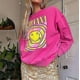 thumbnail image 1 of Nirvana Smiley Face Crewneck Sweatshirt Heliconia Color Nirvana Sweatshirt Gift, 1 of 2