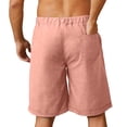 thumbnail image 3 of Uwinwear Men's Linen Shorts, Elastic Waist Drawstring Casual Summer Beach Golf Yoga Shorts with Pockets Pink L, 3 of 4