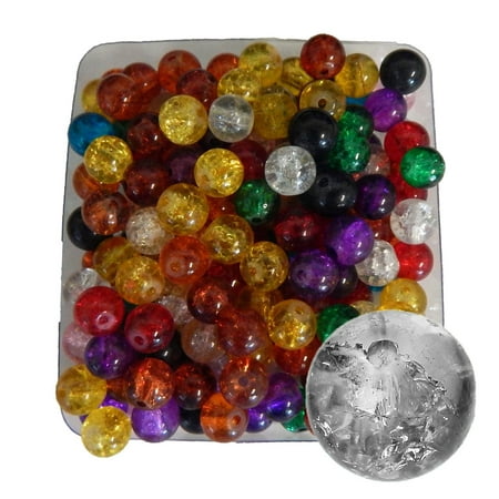 8mm Millefiori Glass - 450 8mm Round Crakle Glass, Loose Beads, Mix