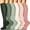 03-Green, variant on 6-Pair Knee-High Moisture-Wicking Socks, Trendy Colorful Striped Athletic Socks for Men & Women, Soft Breathable Sports Leg Wear