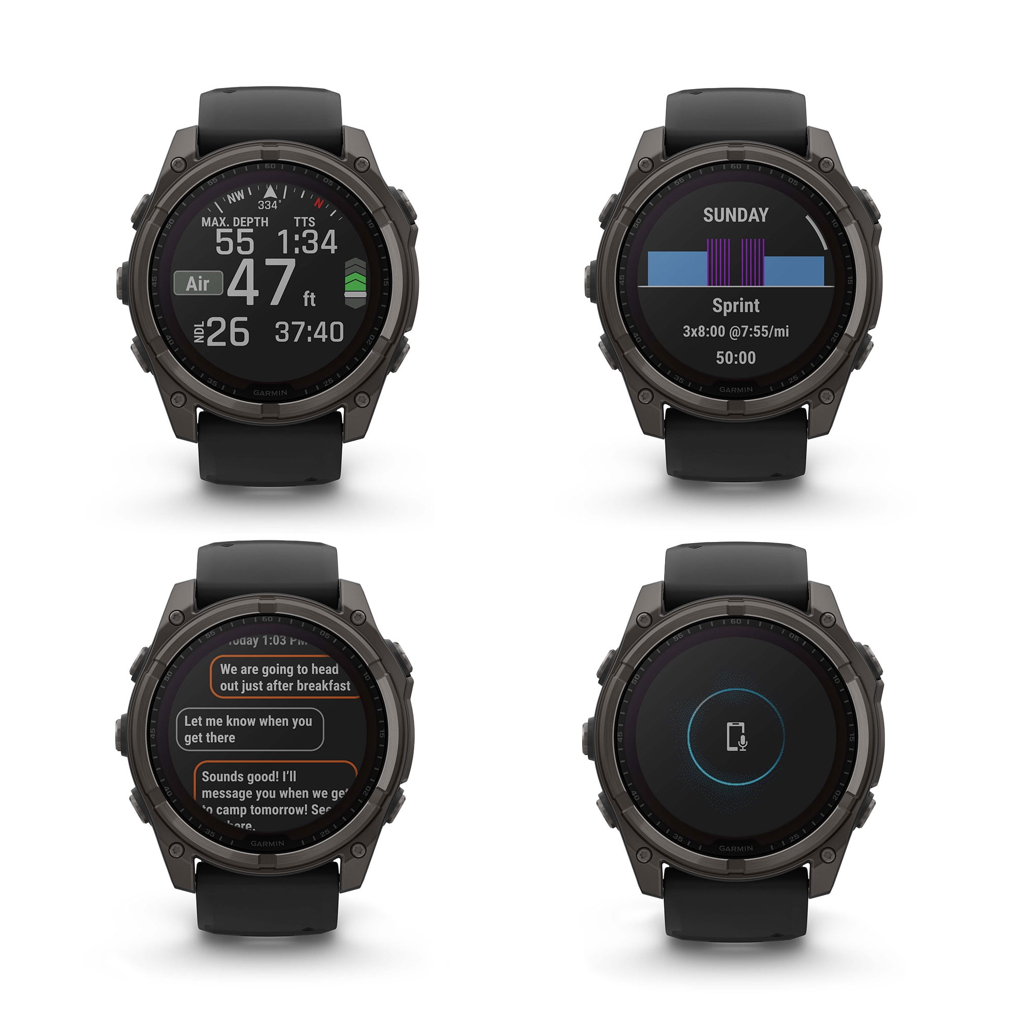 Garmin Fenix 8 51MM Solar Sapphire Multisport GPS Smartwatch Carbon Gray DLC Titanium with Black Gray Silicone Band, Built-in LED Flashlight, Health & Fitness Smart Watch Bundle for Men & Women