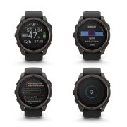 Garmin Fenix 8 51MM Solar Sapphire Multisport GPS Smartwatch Carbon Gray DLC Titanium with Black Gray Silicone Band, Built-in LED Flashlight, Fitness & Health Smart Watch Bundle for Men & Women