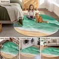 thumbnail image 5 of Green Coastal Beach Round Area Rug 6Ft Washable Circle Rugs for Bathroom Office, Summer Nautical Ocean Beige Seaside Non-Slip Carpet Floor Mats Indoor Outdoor Carpet Runner Aesthetic Home Decor, 5 of 8