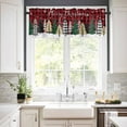 thumbnail image 3 of Christmas Plaid Tree, Kitchen Valances for Windows 54x18 Inch Kitchen Curtains Valances Rod Pocket Buffalo Check Red Green Snowflake Bathroom Window Valances for Window Treatment Decor, 3 of 6