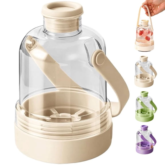 Ice Cube Bottle, 2-in-1 Portable Ice Maker Bottle with Built-in Iced Tray, Easy Press ICES Cube Cup with Straw, Detachable Leak Proof Lid, Touch Free Vertical ICES Maker for Freezer Travel