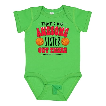 

Inktastic That s My Awesome Sister out There with Basketballs Gift Baby Boy or Baby Girl Bodysuit