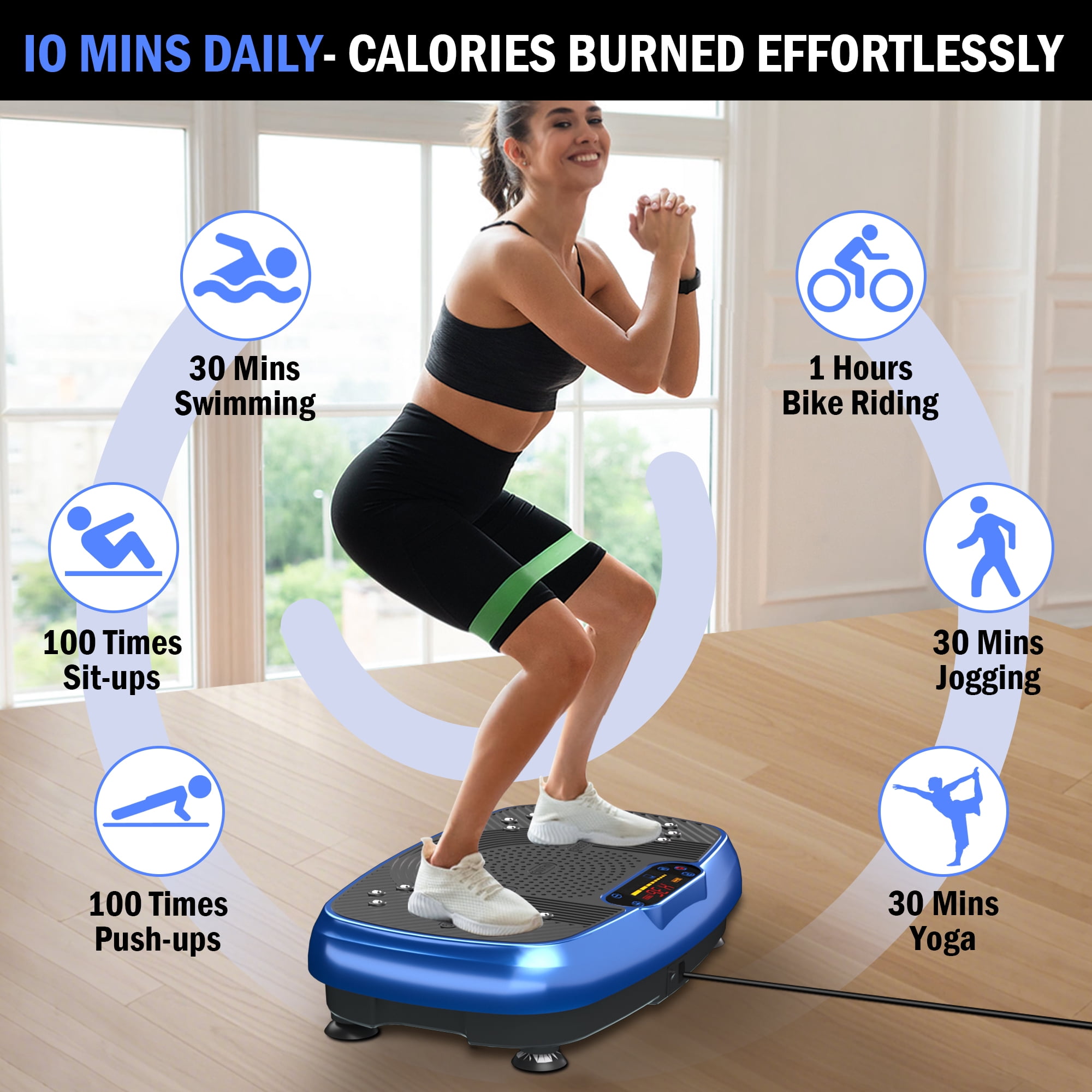 SLIMKEEPER Vibration Plate Exercise Machine for Home Fitness & Whole Body Workout, 330 Lbs Capacity, with 2 Loops, 5 Resistance Bands & Remote Control