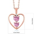 thumbnail image 2 of Gem Stone King 18K Rose Gold Plated Silver Pink Moissanite and White Diamond Pendant Necklace for Women (0.76 Cttw, Gemstone Birthstone, Heart 5MM and 4MM, with 18 inch Silver Chain), 2 of 3