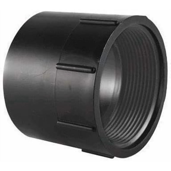 Charlotte Pipe ABS DWV Adapter - 2 In. Hub x FPT, Black, Acrylonitrile Butadiene Styrene