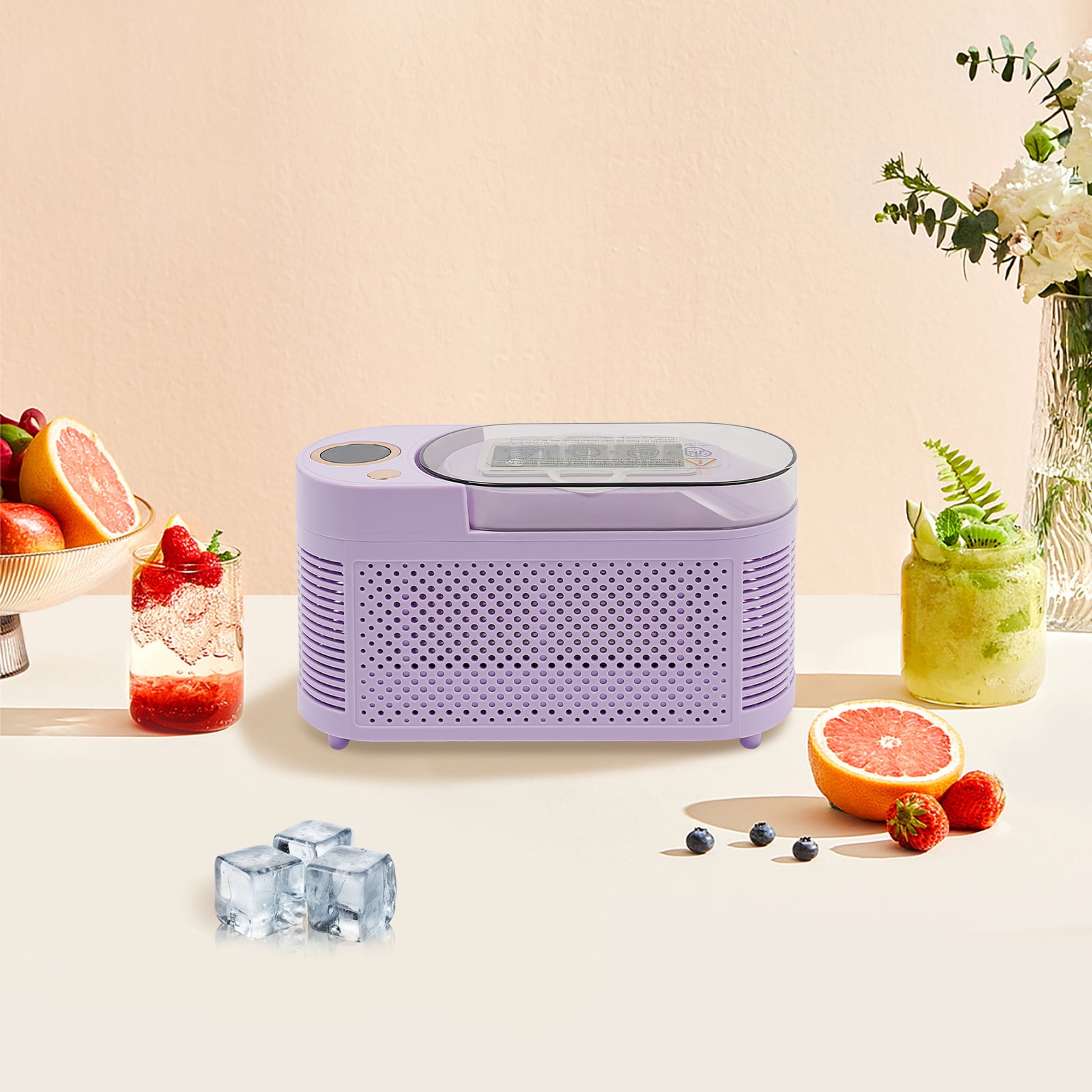 Portable Ice Maker Machine, Mini Cube Maker, Dual Power Fast Ice Making, 12V Car Compatibility, 8 Ice Cubes in 10 Minutes for Home, Office, Camping, Travel Use (Purple)