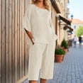 thumbnail image 2 of WAYUTE Shorts Sets for Women Casual Short Sleeve Crew Neck Top and Shorts Solid Color 2 Piece Fashion Outfit Summer Work Business Clothing Sets, 2 of 4