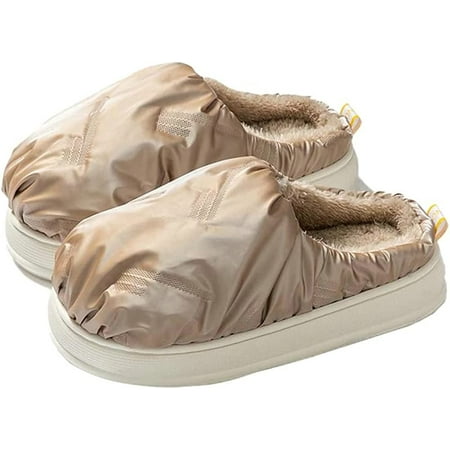 

PIKADINGNIS Women Men Trendy Cozy Fluffy Fur Down Home Shoes Soft Light Waterproof Anti-skip House Slippers Indoor Outdoor