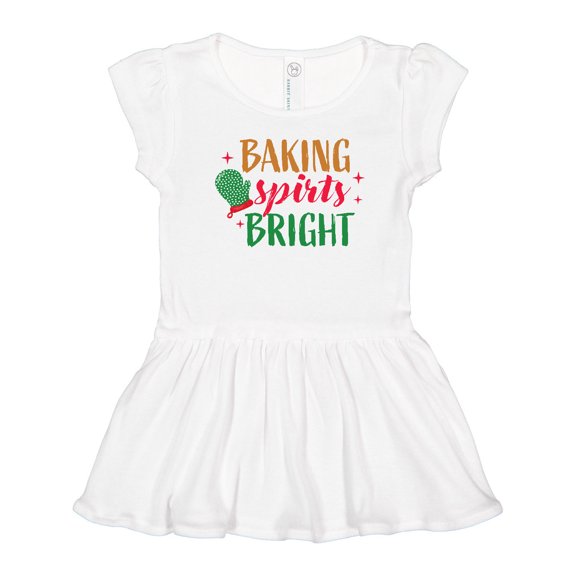 Inktastic Christmas Baking Spirits Bright with Green Oven Mit Girls Toddler Dress