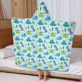 thumbnail image 5 of LightBlue Cartoon Dinosaurs Trees Stars Pattern Hooded Bath Towel，60"x35" for Ages 3 To 12 Kids, Quick Dry Lightweight Soft Microfiber Hood Beach Towel Cover Up for Kids, 5 of 7