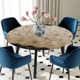 thumbnail image 5 of Elastic Fitted Round Tablecloth, Brown Geometric Waterproof Stretch Table Cover for 55"-60" Tables, Modern Abstract Art Ombre Washable Outdoor Tablecloths for Patio, Picnic, Camping, 5 of 9
