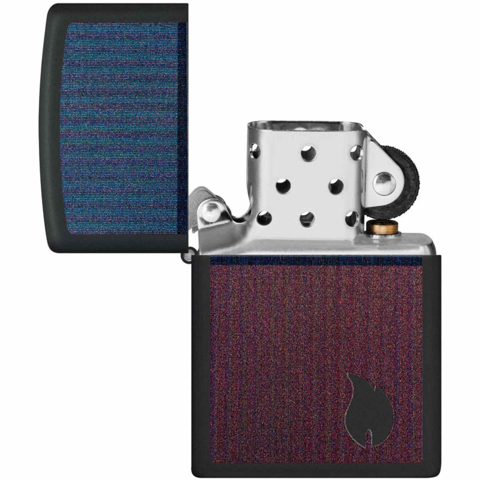 Zippo 46476 Color Block Flame Design Matte Black Pocket Lighter
