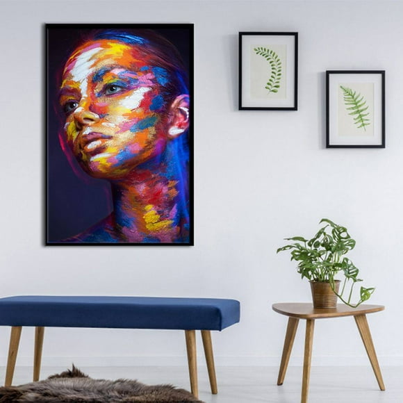 Abstract Portrait Oil Painting Print Abstract figurative painting Wall Canvas Colorful Woman Face Room Wall Decor Home Office Wall Picture Frameless