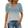 thumbnail image 2 of Tops for Women Summer Casual Ruffle Trim Sleeve Square Neck T-Shirts, Printed Loose Fit Blouse, Stylish and Comfortable Short Sleeve Top, Limited Time Off, 2 of 6