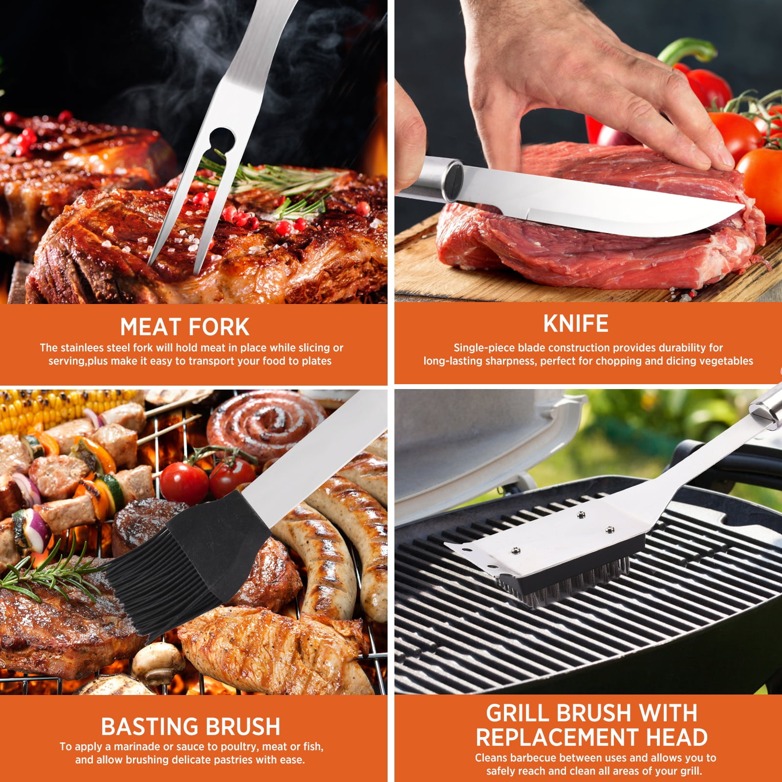 Commercial Chef 25-Piece Grill Accessories Set  Outdoor Cooking BBQ Tools with Aluminum Case