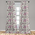 thumbnail image 5 of Ambesonne Tea Party Curtains, Romantic Roses Birds, Pair of 28"x95", Pale Pink Dust, 5 of 5