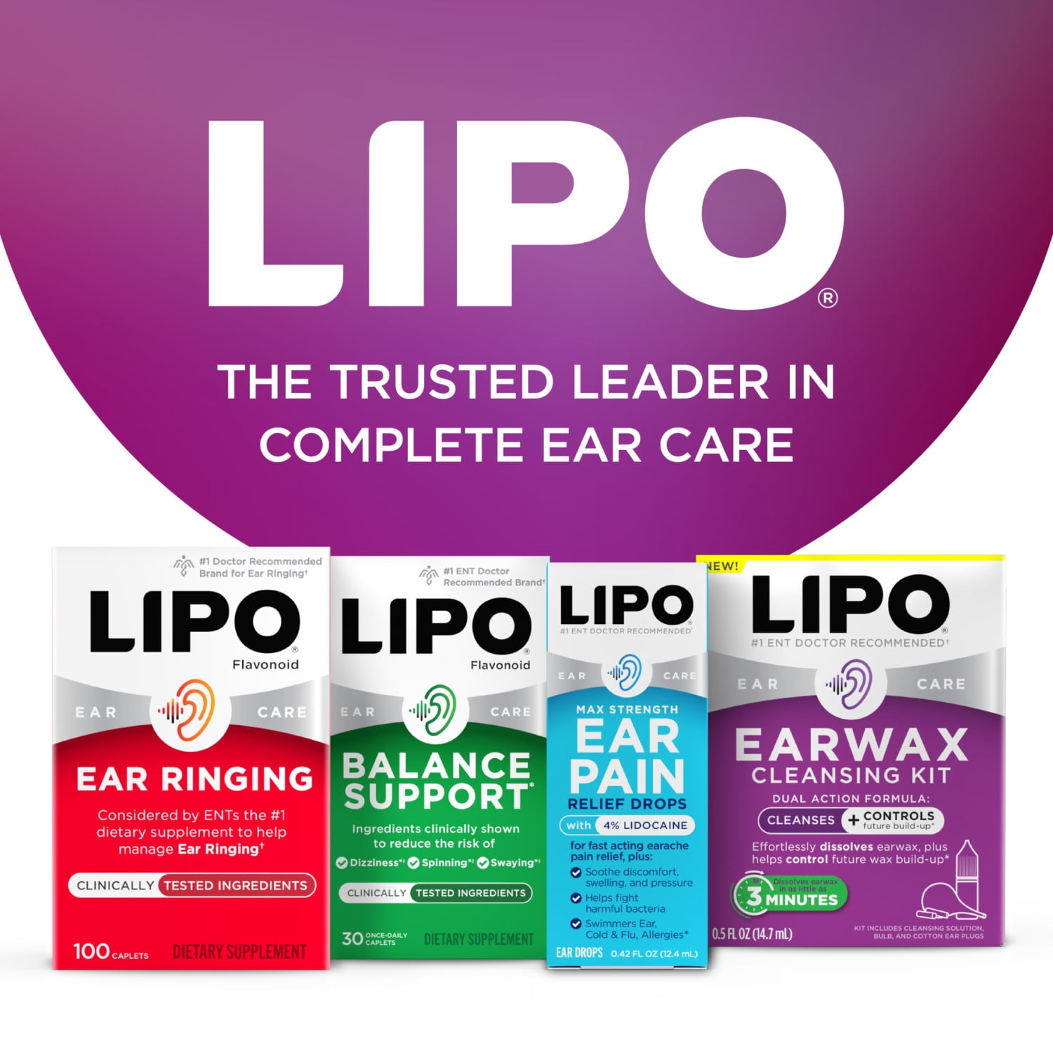 Lipo Earwax Cleansing Aid – Safe & Gentle, Peroxide-Free Ear Drops that Dissolve Wax Fast, Help Prevent Build-Up & Support Clear, Comfortable Ears