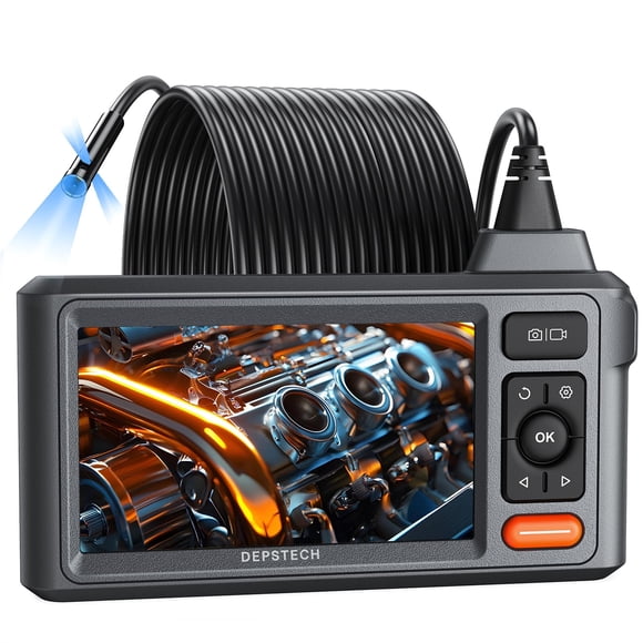 DEPSTECH 50ft Sewer Camera, 1080P HD Triple Lens Borescope, 5" IPS Screen Endoscope with Light, IP67 Waterproof Plumbing Drain Pipe Snake Inspection
