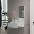 thumbnail image 5 of Floating Hallway Cabinet Lowell, Space-Saving Living Room Organizer with Mirror, White, 5 of 12
