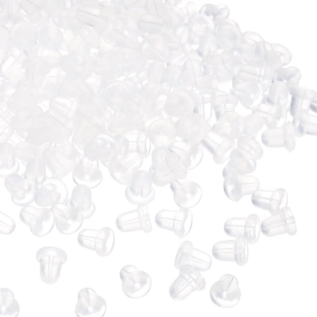 Uxcell 200 Pcs Earring Backs Replacements, Silicone Locking Earring Backs Earring Stopper Secure Charm for Studs, Clear 0.2"
