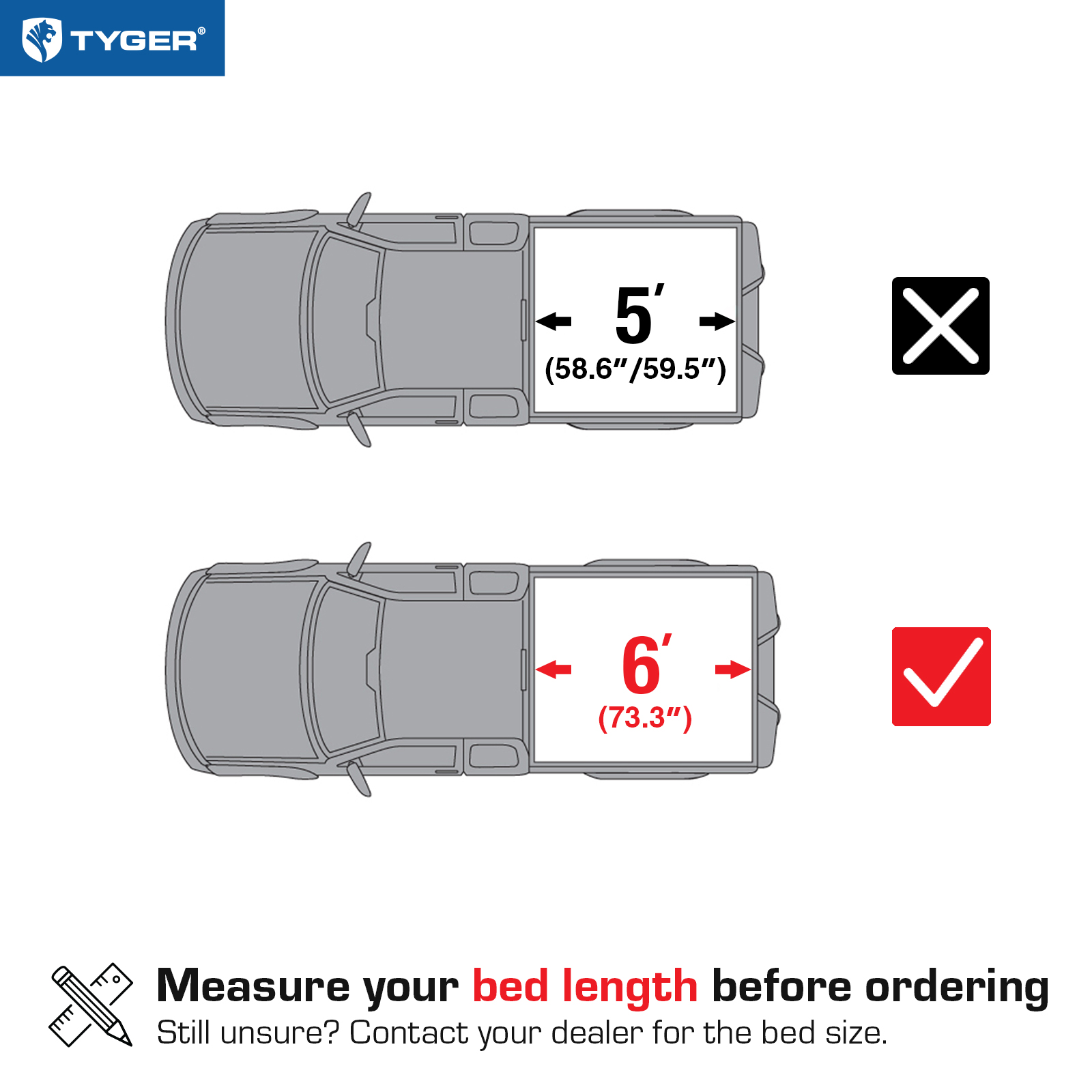 Tyger Auto T3 Soft Tri-fold Truck Bed Tonneau Cover Compatible with 2022-2025 Nissan Frontier | 6' (73") Bed | TG-BC3N1058