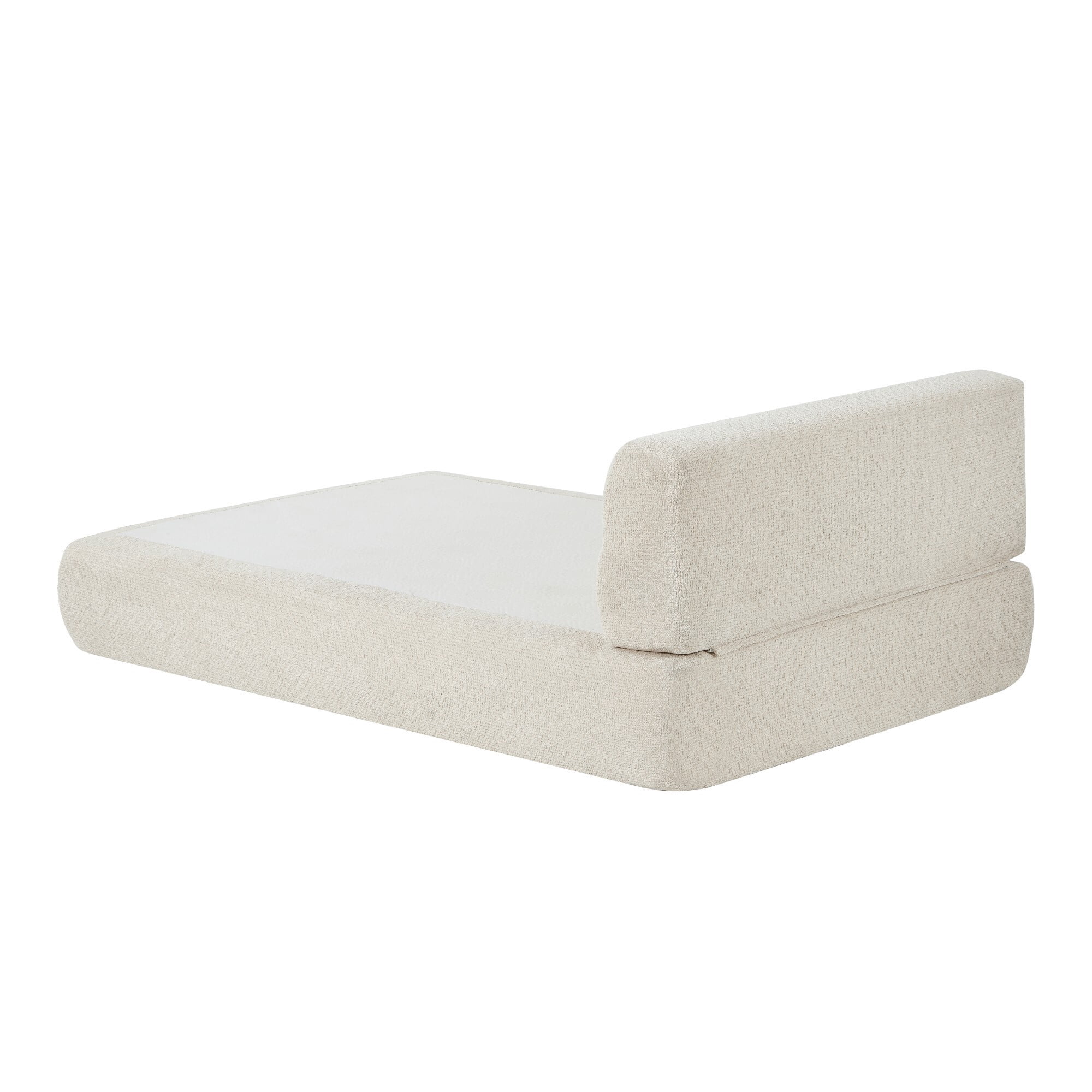 DEALTOPS Modern Upholstered Chenille Bed, Compressed Platform Bed with Spring Support, No Assembly, Beige