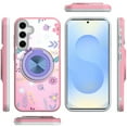 thumbnail image 3 of For Samsung s25 Plus/s24 Plus Metal Diamond CD Pattern Design Matte Finished Hybrid with Rotational Ring [Car Mount Friendly] Case - Floral C, 3 of 4
