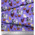 thumbnail image 3 of Soimoi Satin Silk Fabric Reindeer,Hen & Cock Bird Printed Fabric 1 Yard 42 Inch Wide, 3 of 3