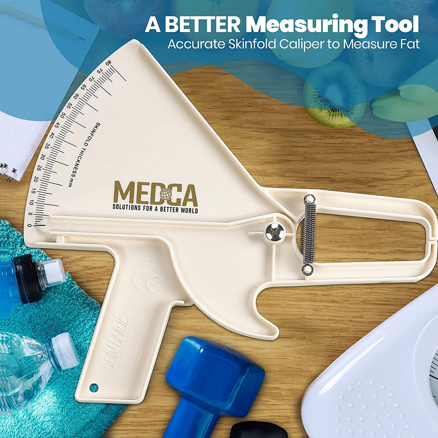 MEDca Pro Body Skin White Caliper Handheld BMI Unisex Measuring Tool Fat